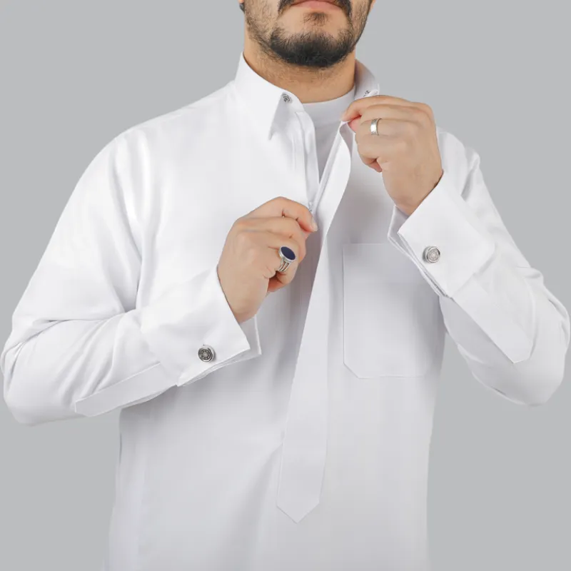 ثوب عربي أبيض قطري فاخر - ثوب أملس
