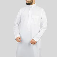 ثوب عربي أبيض قطري فاخر - ثوب أملس - صورة