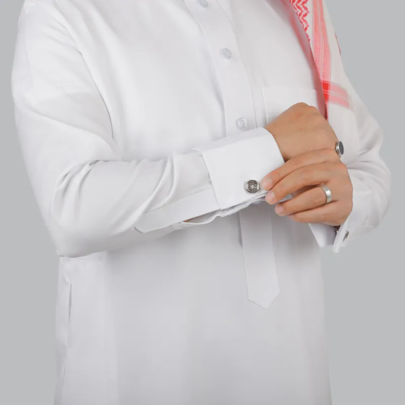 ثوب عربي أبيض قطري فاخر - ثوب أملس