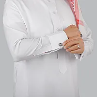 ثوب عربي أبيض قطري فاخر - ثوب أملس - صورة
