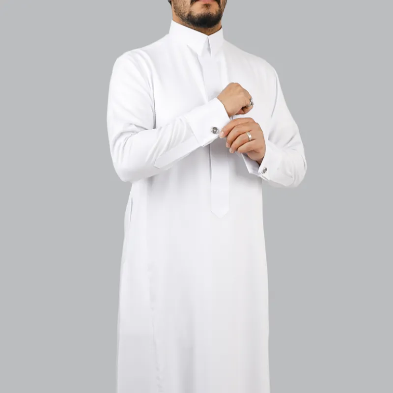ثوب عربي أبيض قطري فاخر - ثوب أملس
